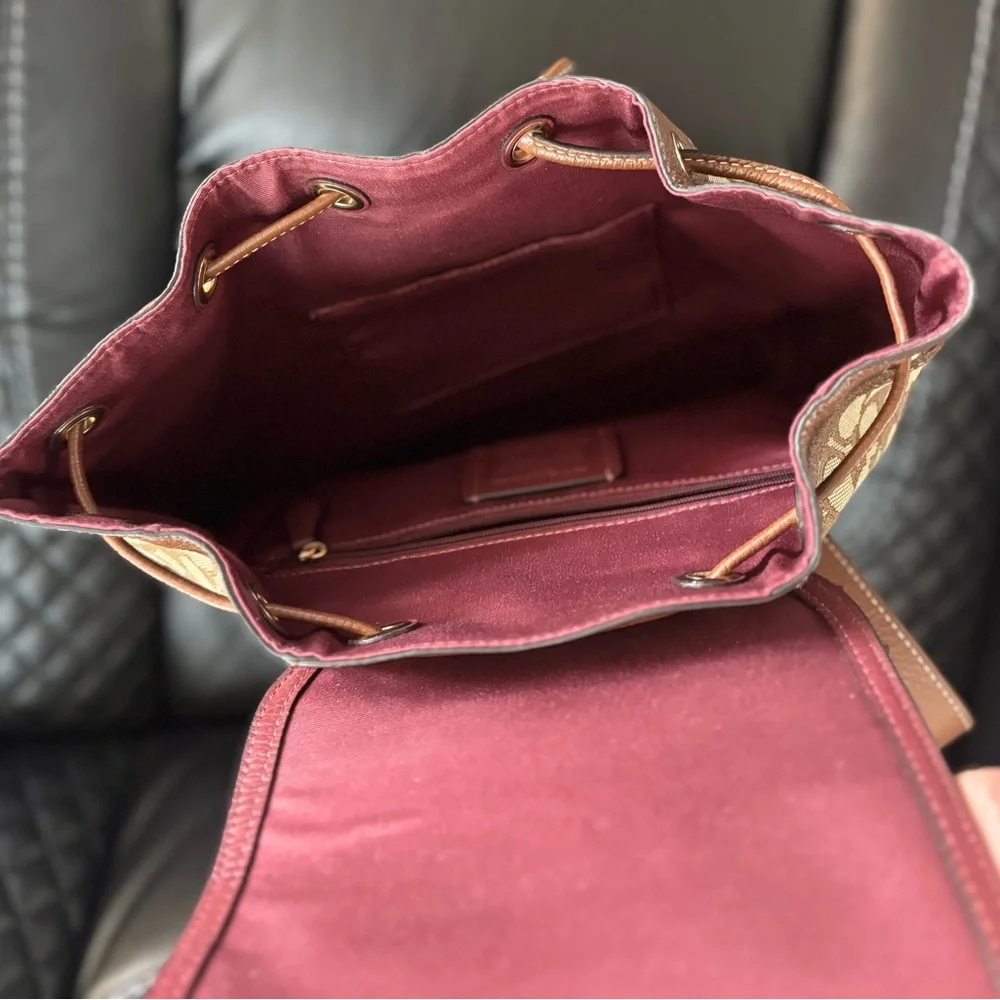 Coach Tan and Brown Signature Stripe Backpack - Picture 4 of 9